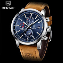 Load image into Gallery viewer, Stylish Wrist Watch For Men Genuine Leather Strap Watch Perfect Quartz Movement And Scratch Resistant Analog Chronograph Business Watches