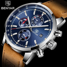 Load image into Gallery viewer, Stylish Wrist Watch For Men Genuine Leather Strap Watch Perfect Quartz Movement And Scratch Resistant Analog Chronograph Business Watches