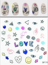 Load image into Gallery viewer, Plant Laser Abstract Lady Face Nail Decals Sliders Paper Art Decor Gel Polish Sticker Manicure Foils 3D Rhinestone Sticker Fun Nail Art Stickers Decal 3D Self-Adhesive Abstract Face Curve Graffiti Nail Design for Acrylic Nail Supplies