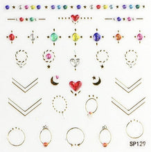 Load image into Gallery viewer, Plant Laser Abstract Lady Face Nail Decals Sliders Paper Art Decor Gel Polish Sticker Manicure Foils 3D Rhinestone Sticker Fun Nail Art Stickers Decal 3D Self-Adhesive Abstract Face Curve Graffiti Nail Design for Acrylic Nail Supplies