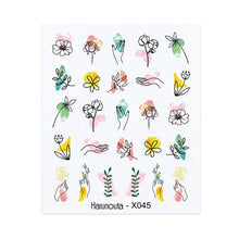 Load image into Gallery viewer, Cool Geometrics Pattern Water Decals Stickers Flower Leaves Slider For Nails Spring Summer Nail Art Decoration Tattoos Women Nail Art Stickers Water Transfer Decals Design Nail Art Supplies Manicure Acrylic Nail Foil Stencils Decorations