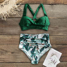 Load image into Gallery viewer, High Waist Bikinis New Halter Swimwear Women Swimsuit Female Bikini Set Print Bathing Suit Summer Two Piece Bikini Swimsuit for Women High Waist Halter Wrap Bathing Suits with Bikini Bottom
