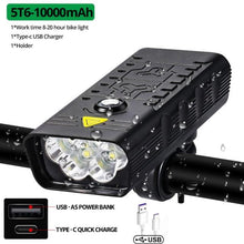 Load image into Gallery viewer, 10000mAh Bike Light USB Rechargeable 5000 Lumens Bike Headlight LED Super Bright Front Lights And Back Rear Light Set For Night Riding Bicycle Lights Front And Back Rechargeable With 3 Modes