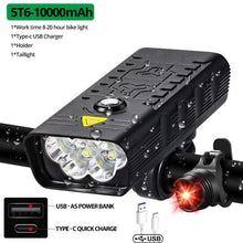 Load image into Gallery viewer, 10000mAh Bike Light USB Rechargeable 5000 Lumens Bike Headlight LED Super Bright Front Lights And Back Rear Light Set For Night Riding Bicycle Lights Front And Back Rechargeable With 3 Modes