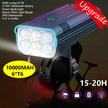 Load image into Gallery viewer, 10000mAh Bike Light USB Rechargeable 5000 Lumens Bike Headlight LED Super Bright Front Lights And Back Rear Light Set For Night Riding Bicycle Lights Front And Back Rechargeable With 3 Modes