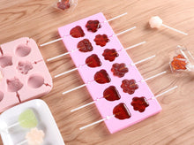 Load image into Gallery viewer, Silicone Lollipop Molds Chocolate And Candy Molds Cake Mold Variety Shapes Cake Pastry Decorating Form Silicone Bakeware Silicone Lollipop Mold Shape Of Swirl Heart Bunny Star Butterfly Little Bear Flower Sucker Molds Chocolate Hard Candy Molds