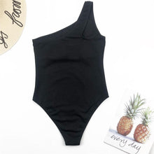 Load image into Gallery viewer, Luxury Black Female Swimsuit Vintage One Piece Ruffled Push Up Tummy Control Swimwear Halter One Piece Slimming Retro Swimsuit Women's Plus Size Push Up Bathing Suit Solid Red Swimwear Women Padded Bathing Suits