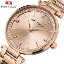 Load image into Gallery viewer, Luxury Crystal Fashion Womens Watch Quartz Analog Waterproof Elegant Stainless Steel Strap Wrist Watch For Women