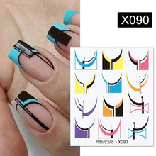 Load image into Gallery viewer, Black Lines Flower Leaves Water Decals Stickers Floral Face Marble Pattern Slider For Nails Summer Nail Art Decoration Summer Stickers on Nails Simple Summer Slider for Manicure Nail Art Watermark Manicure Decor