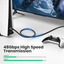 Load image into Gallery viewer, HDMI 2.1 Cable Ultra High Speed 8K60Hz 4K120Hz HDMI Splitter Cable 48Gbps Ultra High Speed 4K 120Hz Braided HDMI Cable Dynamic HDR Vision HDR 10 Compatible With UHD TV Laptop