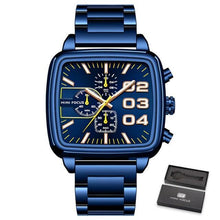 Load image into Gallery viewer, Elegant Business Square Mens Watch Multifunctional Waterproof Stainless Steel Design Big Wrist Watch