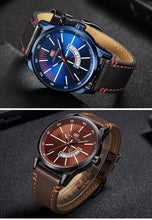 Load image into Gallery viewer, Elegant Black Quartz Men's Watch Fashion Leather Strap Luxury Calendar Design Luminous Analog Unique Design Wristwatches