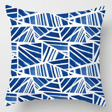 Load image into Gallery viewer, Modern Simple Blue Geometric Pillow Cover Home Sofa Decorative Blue Sea Texture Cotton Linen Cushion Home Decorative Pillow Case 45x45cm