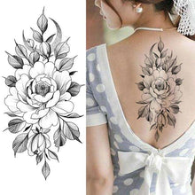 Load image into Gallery viewer, Realistic Sketches Black Flowers Temporary Waterproof Flower Tattoos Modern Body Arm Drawing For Womens