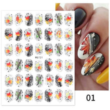 Load image into Gallery viewer, Maple Leaves 3D Nail Stickers Fall Leaf Flowers Line Sliders For Nails Self Adhesive Stickers Autumn Manicuring Decals Transfer Nail Decals Sticker For Pretty Girl Self-Adhesive Nail Decals Designer Nail Stickers for Acrylic