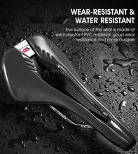 Load image into Gallery viewer, Leather Bike Saddle Road Bike Front Seat Cycling Saddles For Mens Breathable Hollow Cushion Bicycle Saddle Comfort Bike Saddle Ergonomic Waterproof Bicycle Seat For Road Bike Mountain Bike Seats