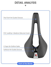 Load image into Gallery viewer, Leather Bike Saddle Road Bike Front Seat Cycling Saddles For Mens Breathable Hollow Cushion Bicycle Saddle Comfort Bike Saddle Ergonomic Waterproof Bicycle Seat For Road Bike Mountain Bike Seats