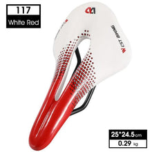 Load image into Gallery viewer, Leather Bike Saddle Road Bike Front Seat Cycling Saddles For Mens Breathable Hollow Cushion Bicycle Saddle Comfort Bike Saddle Ergonomic Waterproof Bicycle Seat For Road Bike Mountain Bike Seats