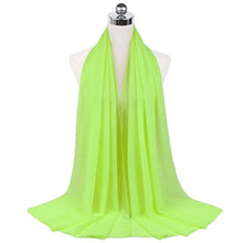 Load image into Gallery viewer, Luxury Fashion Long Soft Solid Chiffon Scarf Head Wrap Echarpe Shawl Lightweight Headscarf Instant Ready To Wear Elegant Hijab Scarf Wrap Muslim Shawl Islamic Hijabs Arab Wrap Head Scarves For Women