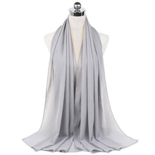 Load image into Gallery viewer, Luxury Fashion Long Soft Solid Chiffon Scarf Head Wrap Echarpe Shawl Lightweight Headscarf Instant Ready To Wear Elegant Hijab Scarf Wrap Muslim Shawl Islamic Hijabs Arab Wrap Head Scarves For Women