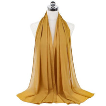 Load image into Gallery viewer, Luxury Fashion Long Soft Solid Chiffon Scarf Head Wrap Echarpe Shawl Lightweight Headscarf Instant Ready To Wear Elegant Hijab Scarf Wrap Muslim Shawl Islamic Hijabs Arab Wrap Head Scarves For Women
