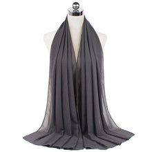 Load image into Gallery viewer, Luxury Fashion Long Soft Solid Chiffon Scarf Head Wrap Echarpe Shawl Lightweight Headscarf Instant Ready To Wear Elegant Hijab Scarf Wrap Muslim Shawl Islamic Hijabs Arab Wrap Head Scarves For Women