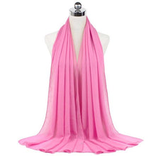 Load image into Gallery viewer, Luxury Fashion Long Soft Solid Chiffon Scarf Head Wrap Echarpe Shawl Lightweight Headscarf Instant Ready To Wear Elegant Hijab Scarf Wrap Muslim Shawl Islamic Hijabs Arab Wrap Head Scarves For Women