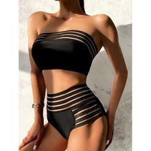 Load image into Gallery viewer, Luxury Women Black Bikini High Waist Swimwear Female 2 Pieces Set Swimsuit Bathing Suit Women Beach Women's High Waisted Bandage Bikini Set Two Piece Push Up Swimsuits