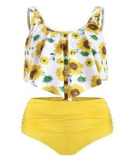 Load image into Gallery viewer, Women High Waist Bikini Plus Size Swimwear Summer Swimsuit Beach Bathing Suit Ruffle Bikini Floral Printed Ruffle High Waist Bikini Set Women's Tummy Control Bathing Suit Swimsuit Flounce Peplum