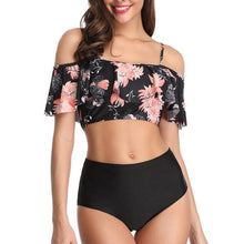 Load image into Gallery viewer, Women High Waist Bikini Plus Size Swimwear Summer Swimsuit Beach Bathing Suit Ruffle Bikini Floral Printed Ruffle High Waist Bikini Set Women's Tummy Control Bathing Suit Swimsuit Flounce Peplum