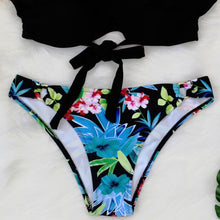 Load image into Gallery viewer, Female Two Piece Swimsuit Low Waist Bikini Floral Printing Swimwear Push Up Bathing Suit Detachable Padded Push Up Striped Bikini Set Two Piece Swimsuit Ladies Vintage Lace Bikini Sets Beach Swimwear