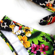 Load image into Gallery viewer, Female Two Piece Swimsuit Low Waist Bikini Floral Printing Swimwear Push Up Bathing Suit Detachable Padded Push Up Striped Bikini Set Two Piece Swimsuit Ladies Vintage Lace Bikini Sets Beach Swimwear