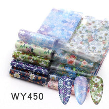 Load image into Gallery viewer, Holographic Nail Foil Transfer Set Sticker Decal Nail Art Foils Designer Marble Nail Decoration Sliders Wraps Manicure Women Kids Girls Manicure Decoration Nail Art Supplies 3D Self-Adhesive Nail Decals Designer Nail Stickers for Acrylic Nails