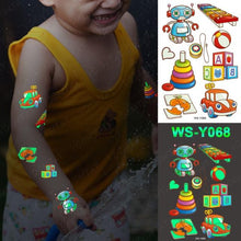 Load image into Gallery viewer, Luxury Luminous Tattoo Stickers Unicorn Stars Temporary Waterproof Luminous Fake Tattoos Stickers Dinosaur Butterfly For Children