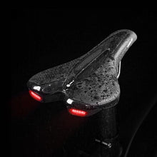 Load image into Gallery viewer, Road Bike Saddle Bicycle Seat With Warning Taillight USB Charging Mountain Cycling Racing PU Breathable Soft Seat Cushion Comfortable Bicycle Seat With Central Relief Zone Ergonomics Design Exercise Bike Seat