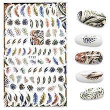 Load image into Gallery viewer, 3D Nail Stickers Leaves Butterfly Panda Love Heart Design Stickers For Nails Manicure Foil Nail Art Decor Girls Manicure Decoration Nail Art Supplies 3D Self-Adhesive Nail Decals Designer Nail Stickers for Acrylic Nails