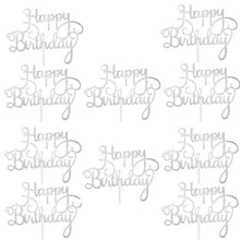 Load image into Gallery viewer, 10pcs Glitter Happy Birthday Cake Topper Happy Birthday Cake Topper Happy Birthday Cupcake Topper Glitter Gold Decoration Bling Sparkle Decoration Sign Happy Birthday Cake Topper Girl Birthday Dessert Decor