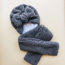 Load image into Gallery viewer, Baby Cotton Hat Autumn Winter Children Scarf Hat Sets Bowknot Ear Baby Girl Boy Warm Beanies Cap Neck Warmer Scarf Fleece Balaclava Hood Ski Mask Cold Weather Face Mask Neck Warmer Winter Nose Warmer