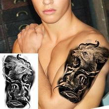 Load image into Gallery viewer, Realistic Lion Temporary Tattoo Black Warrior Sticker Waterproof Luxury Tattoo For Men Women