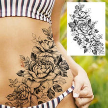 Load image into Gallery viewer, Realistic Big Flower Temporary Waterproof Sticker Tattoos For Body Painting Arm Legs Fake Black Rose Tattoos For Womens