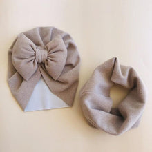 Load image into Gallery viewer, Baby Cotton Hat Autumn Winter Children Scarf Hat Sets Bowknot Ear Baby Girl Boy Warm Beanies Cap Neck Warmer Scarf Fleece Balaclava Hood Ski Mask Cold Weather Face Mask Neck Warmer Winter Nose Warmer