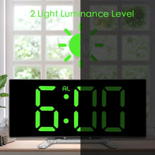 Load image into Gallery viewer, 7 Inch LED Digital Desktop Alarm Clock Curved Dimmable Table Clock Table Alarm Clock 7 Inch Curved Dimmable LED Electronic Digital Desktop Clock for Kids Bedroom Large Number Table Clock Mirror Luxury For Kids Bedroom Home Decors