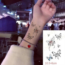 Load image into Gallery viewer, Waterproof Temporary Tattoo Lavender Stickers Butterfly Flower Luxury Small Tattoo For Body Arm