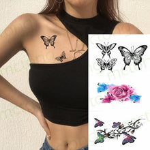 Load image into Gallery viewer, 3D Butterfly Waterproof Temporary Tattoo Sticker Snake Flowers Elegant Small Popular Tattoo For Womens Mens