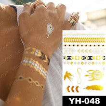 Load image into Gallery viewer, New Waterproof Temporary Tattoo Sticker Golden Silver Flower Jewelry Flash Fashion Different Design Tattoos For Womens