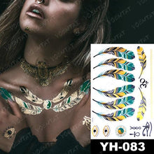 Load image into Gallery viewer, New Waterproof Temporary Tattoo Sticker Golden Silver Flower Jewelry Flash Fashion Different Design Tattoos For Womens