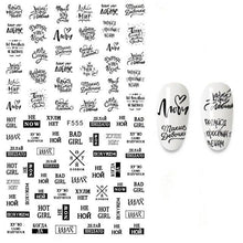 Load image into Gallery viewer, The New 3D Nail Sticker Cool English Letter stickers for nail Foil Love Heart Design Nails Accessories Fashion Manicure Sticker Stickers Girls Manicure Decoration Nail Art Supplies 3D Self-Adhesive Nail Decals Designer Nail Stickers for Acrylic Nails