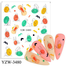 Load image into Gallery viewer, Water Decal Nail Art Decorations Nail Sticker Tattoo Full Cover Beauty Decals Manicure Supplies Accessories Women Kids Girls Manicure Decoration Nail Art Supplies 3D Self-Adhesive Nail Decals Designer Nail Stickers for Acrylic Nails