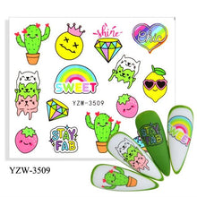 Load image into Gallery viewer, Water Decal Nail Art Decorations Nail Sticker Tattoo Full Cover Beauty Decals Manicure Supplies Accessories Women Kids Girls Manicure Decoration Nail Art Supplies 3D Self-Adhesive Nail Decals Designer Nail Stickers for Acrylic Nails