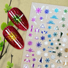 Load image into Gallery viewer, Christmas Snowflake Lines 3D Nail Stickers Gold And White Xmas Snowflakes Leaves Decals Slider Nail Art Decoration Wraps Nail Art Stickers Decal 3D Self-Adhesive Abstract Face Curve Graffiti Nail Design for Acrylic Nail Supplies